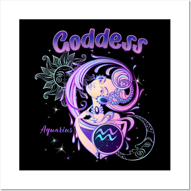 Zodiac Aquarius Goddess Queen Horoscope Wall Art by The Little Store Of Magic